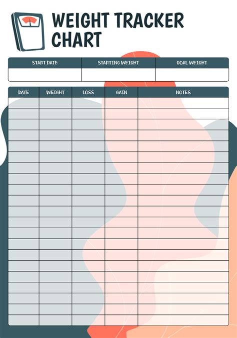 Weight Loss Chart Tracker for Beginners