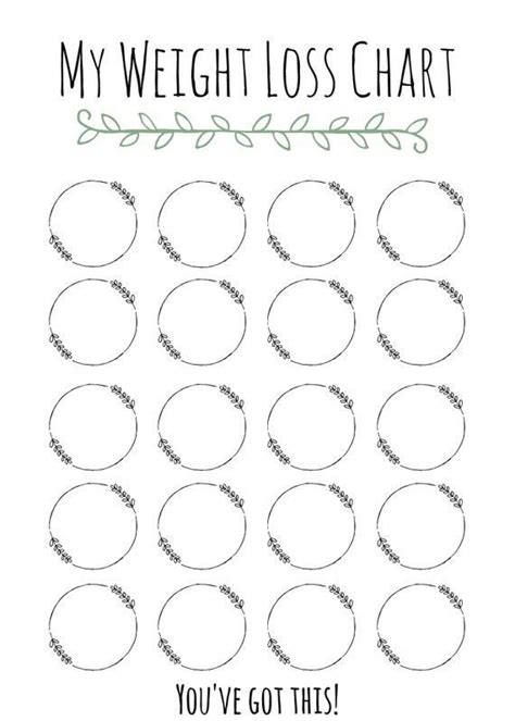 Weight Loss Colouring Chart Printable PDF