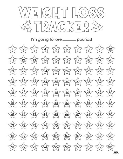 Weight Loss Progress Tracker Colouring Chart