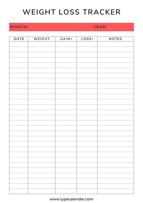 weight loss tracker template