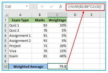 Weighted Average Formula using Arrays