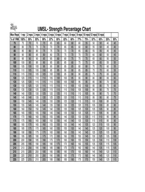 Weightlifting Percentage Chart Example 2