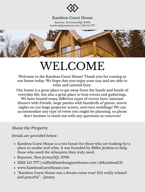 Welcome Book Template Example