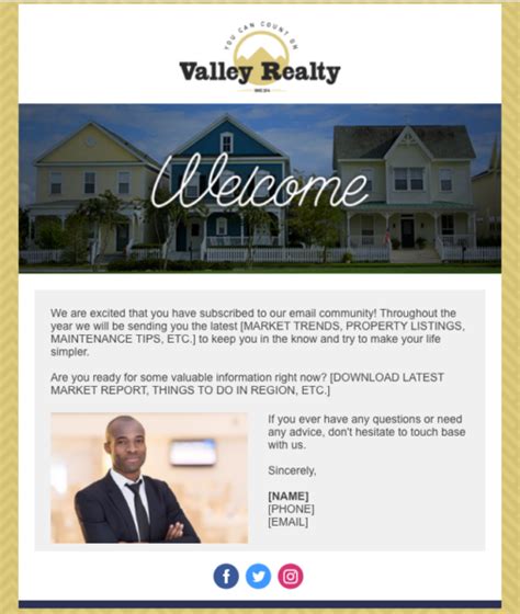 Welcome Email Template for Real Estate Agents