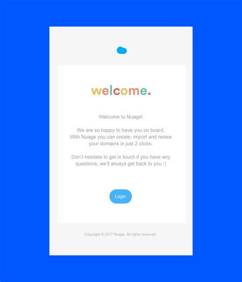 Welcome email example