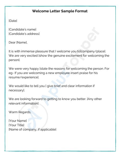 Welcome letter format