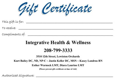 Wellness Gift Certificate Template