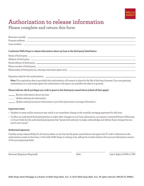 Wells Fargo Account Authorization Template