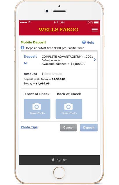 Wells Fargo App Mobile Deposit