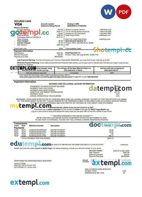 Wells Fargo Payment Statement