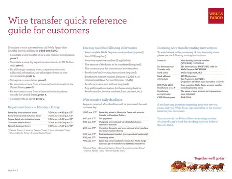 Wells Fargo Wire Transfer Template 4