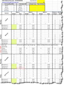 Wendler 5/3/1 Workout Template Routine