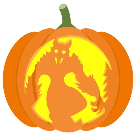 Werewolf Face Pumpkin Stencil Printable Design