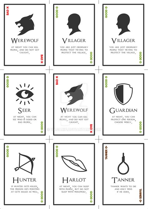 Werewolf Game Card Templates