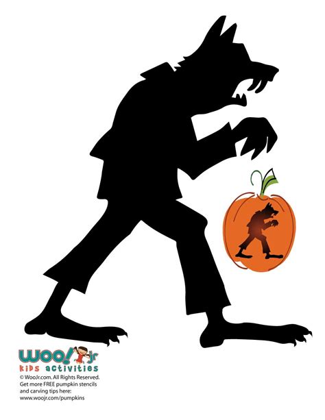 Werewolf Silhouette Pumpkin Stencil Printable Design