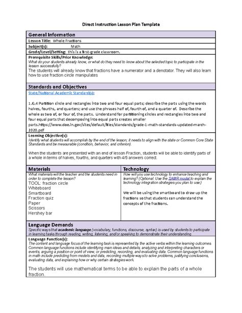 WGU Lesson Plan Template Image 2