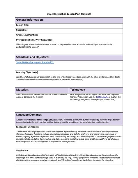 WGU Lesson Plan Template Image 4