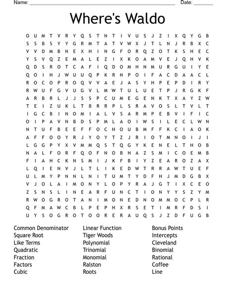 Wheres Waldo Word Search