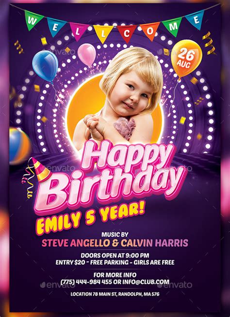 Whimsical birthday flyer template