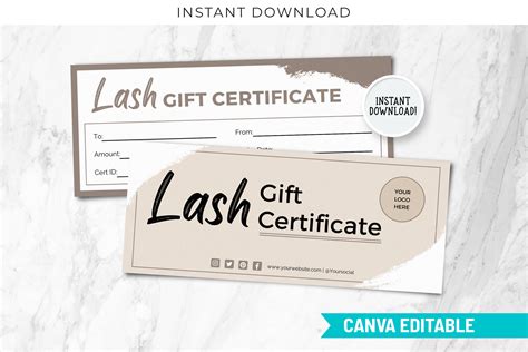 Whimsical and Fun Lash Gift Certificate Template