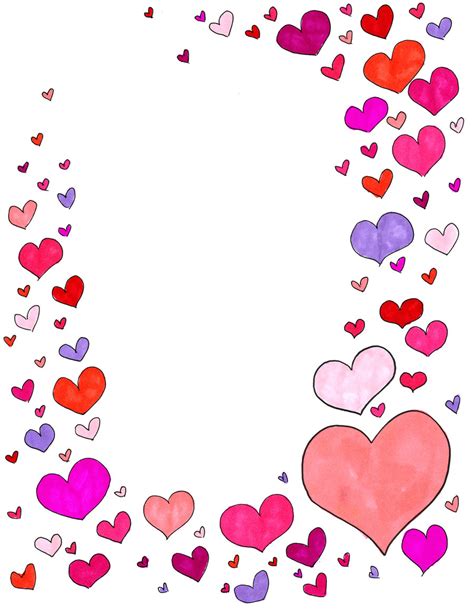 Whimsical heart border template for Valentine's Day or love-themed designs