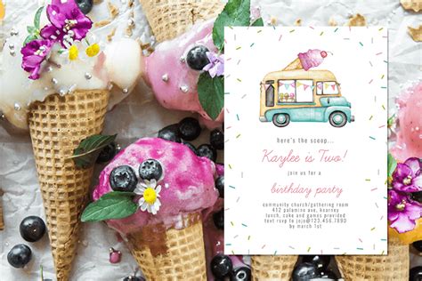 Whimsical Ice Cream Truck Invitation