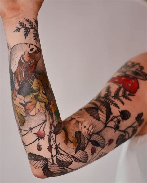 Whimsical tattoo sleeve design