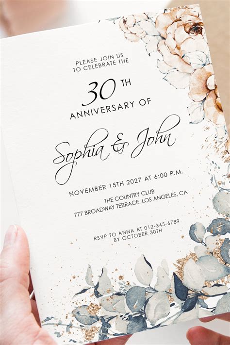 Whimsical Watercolor Anniversary Invitation Template