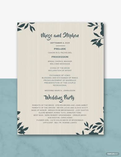 Whimsical Wonder Wedding Program Template