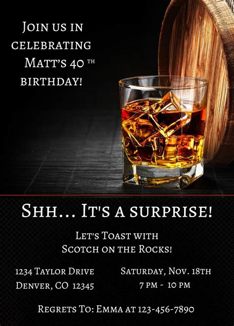 Whiskey Themed Party Invitations