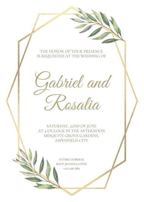 White and Gold Geometric Invitation Template