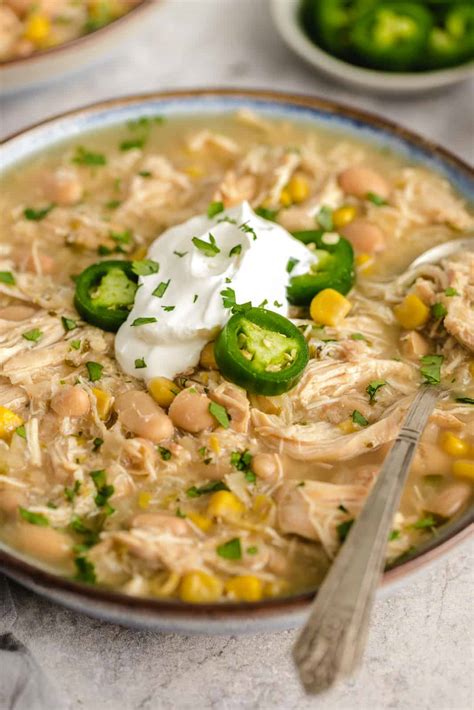 White chili in a bowl