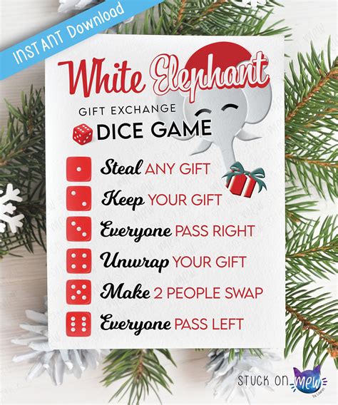 White Elephant Dice Game Printable Pack