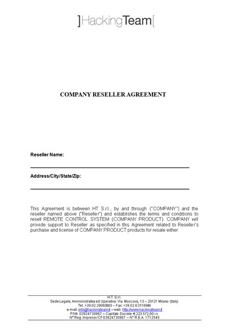 White Label Reseller Agreement Template Template