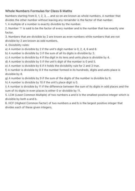 Whole Number Formula Resources