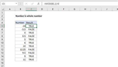 Whole Number Formulas Excel Functions