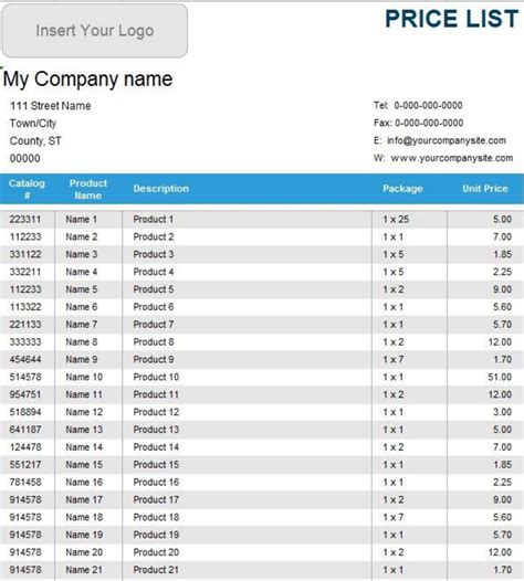 Wholesale Price List Template 3