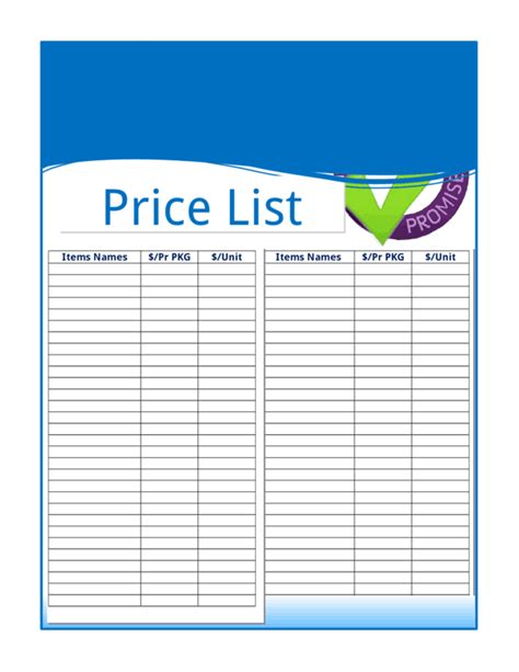 Example of a Wholesale Price List Template in Excel