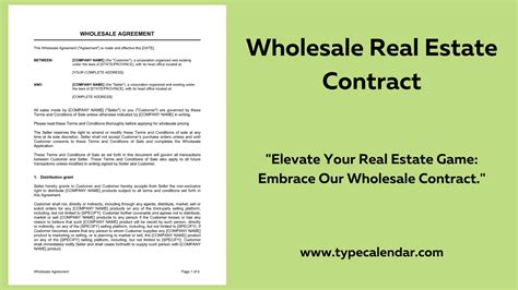 Wholesale Real Estate Contract Template Example