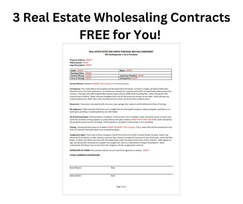 Wholesale Real Estate Contract Template Sample