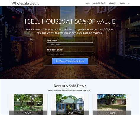 Wholesale Real Estate Website Templates Example 1