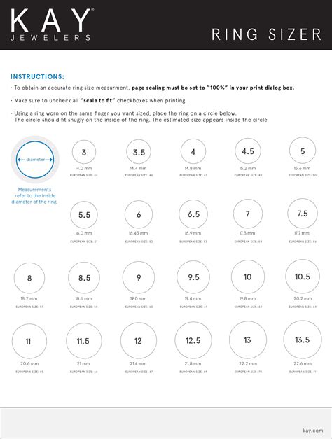 Men's Ring Size Chart for Wide Bands