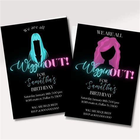 Wig party invitation template 1