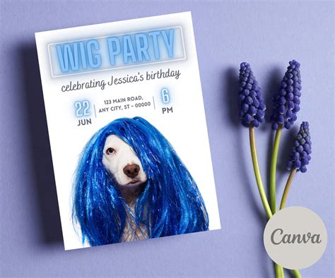 Wig party invitation template 2