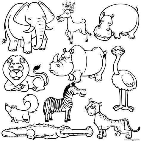 Wild Animals Coloring Page