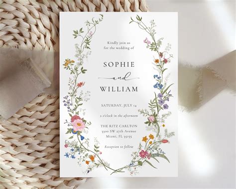 Wildflower Wedding Invitation Template 5