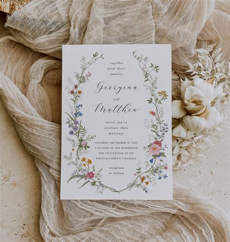 Wildflower Wedding Invitation Template 9