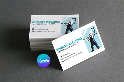 Window cleaning business card template example 6