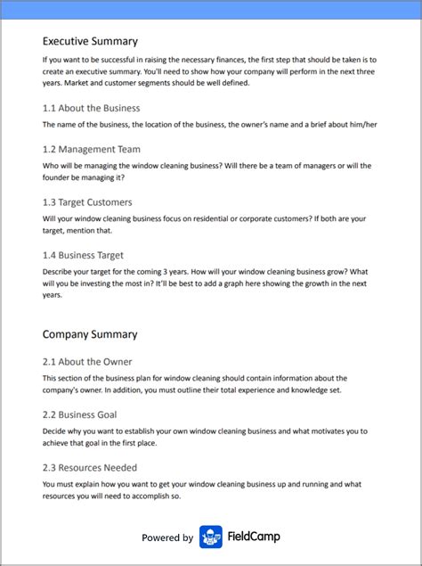 Window Cleaning Business Plan Format