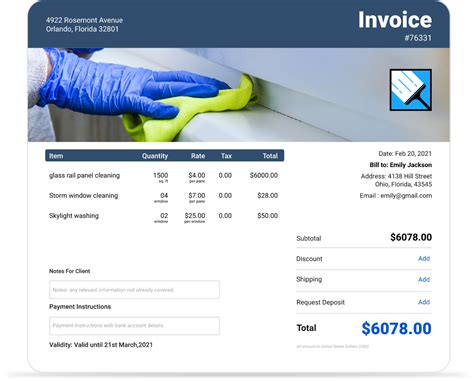 Window Cleaning Invoice Template Sample 1